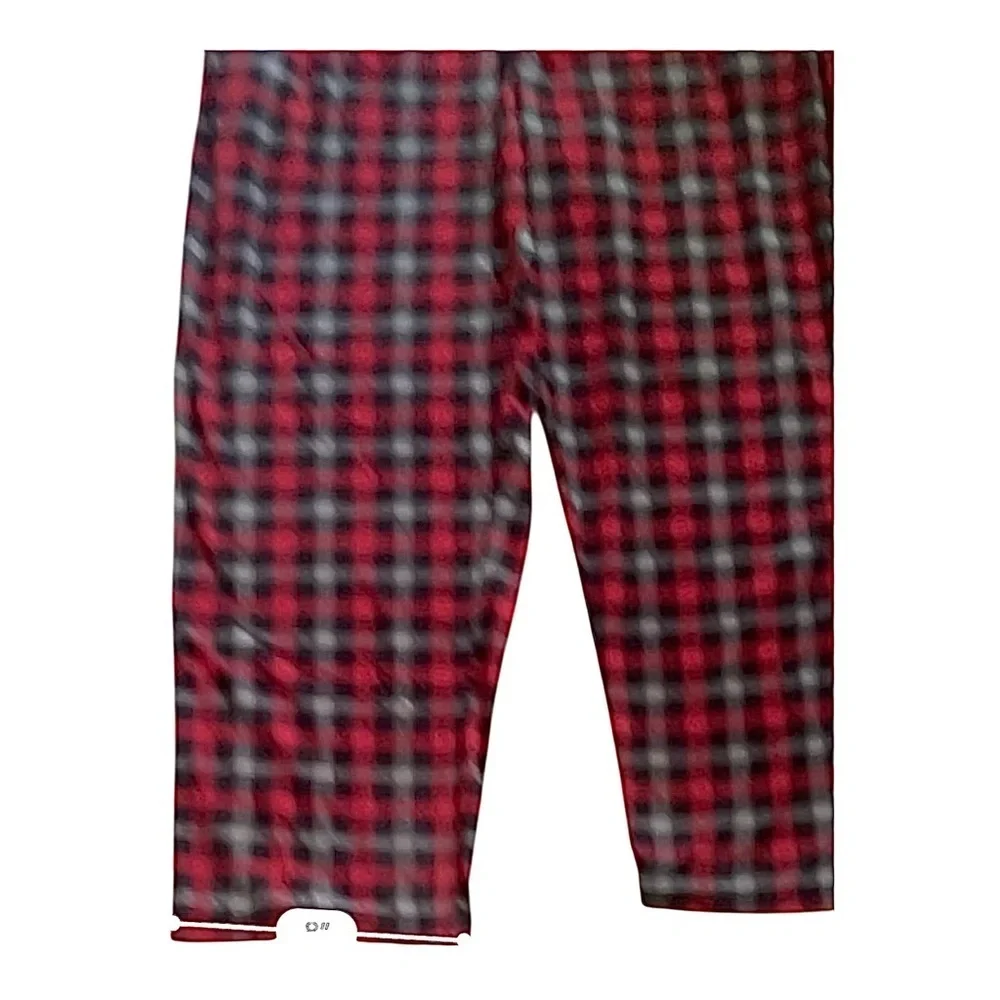 IZOD fleece pajama pants XL black and red plaid side pockets polyester